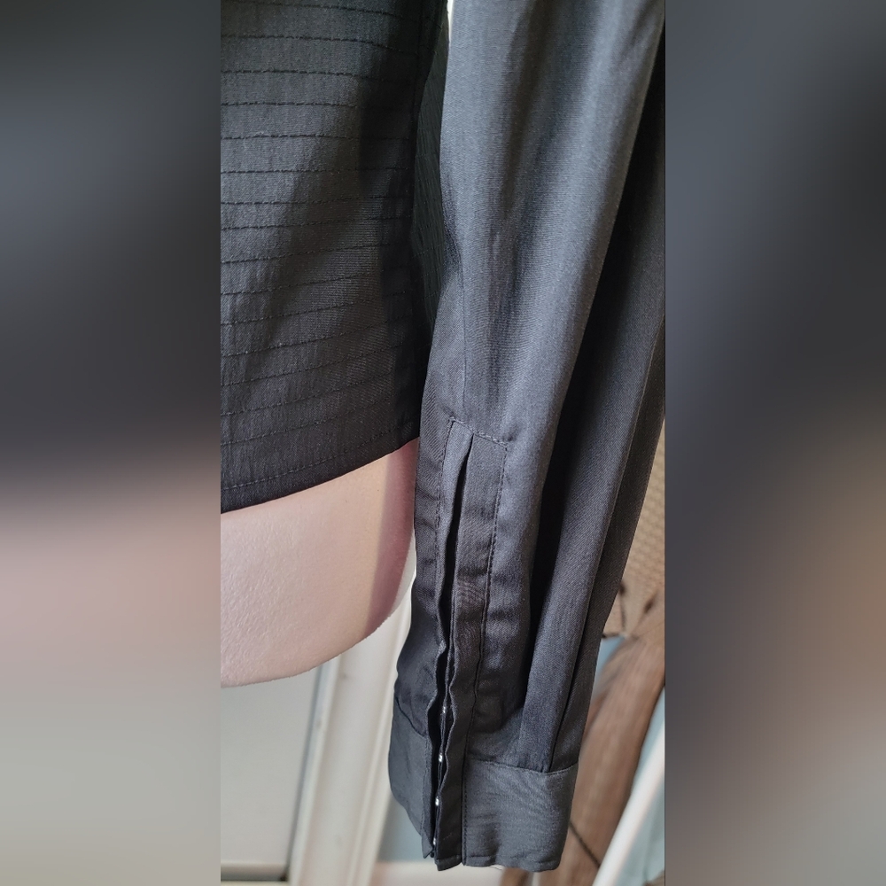 Y2K Vintage Charlotte Russe Faux Corset Long-sleeve Blouse Womens M Black Stretc - Picture 8 of 13